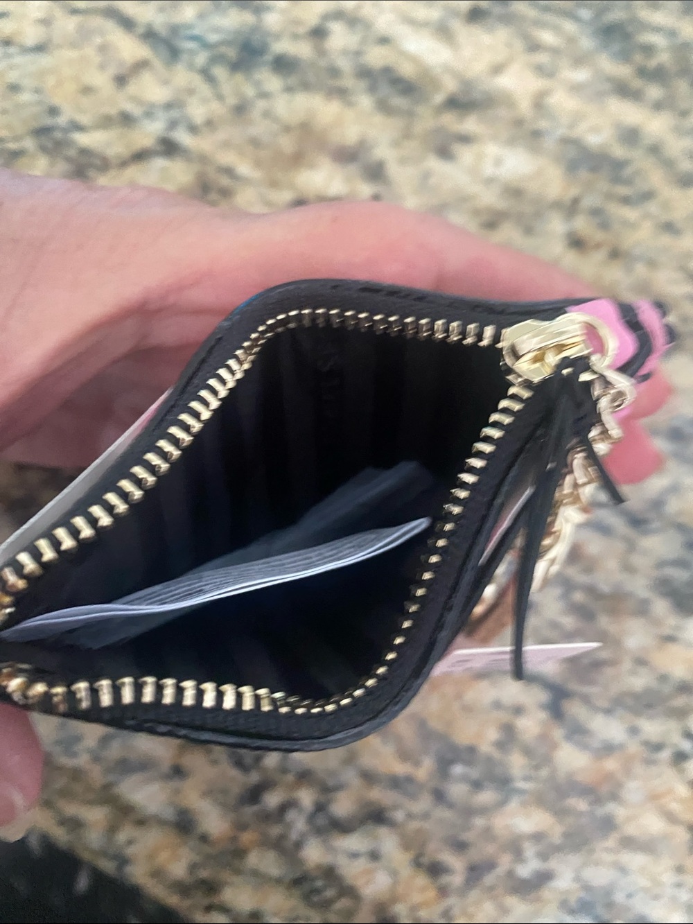 Victoria's Secret Pink, Black & White Striped Cardholder w bag clip Keychain NWT - Picture 6 of 6